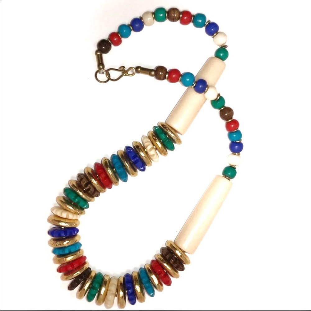 Multi Color Beaded Necklace & Earrings